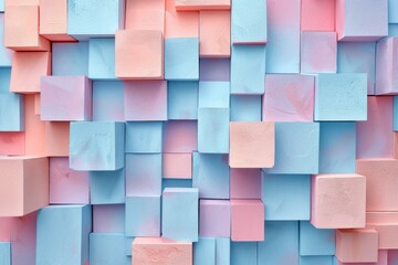 Poster - Geometric pastel blocks arranged in a captivating minimalist design creating depth and visual interest for modern decor
