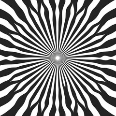 Poster - Monochrome seamless starburst pattern creating an optical illusion that draws the viewer's eye toward the center
