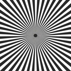 Poster - Monochrome seamless starburst pattern creating an optical illusion effect with dynamic black and white lines