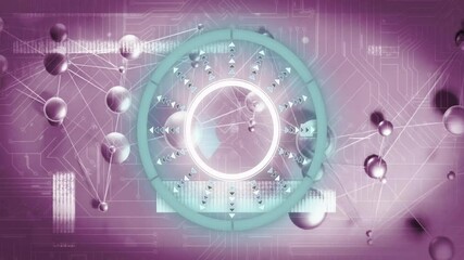 Poster - animation of geometric patterns over digital network interface background