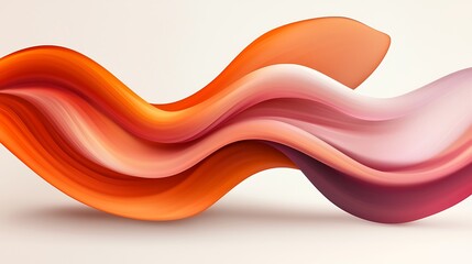 Poster - Abstract Background with Wavy Flowing Lines in Orange and Pink Hues