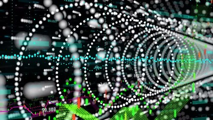 Poster - In school, animation showing swirling patterns with numerical data overlay