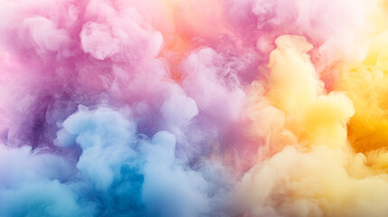 Poster - Colorful smoke cloud with shades of pink blue yellow and orange creating an abstract dreamy effect