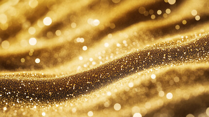 Poster - Abstract golden background with wavy texture and bokeh lights creating a luxurious feel design