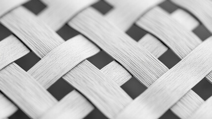 Poster - Close up of a woven white material creating a textured pattern with a dark background behind it