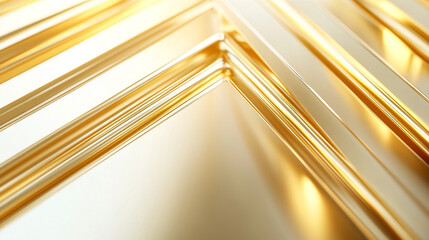 Poster - Close up shot of golden metallic lines forming abstract geometric patterns on a light background