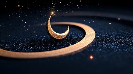 Wall Mural - golden crescent moon on glittering stardust trail