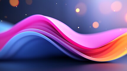 Poster - Abstract Purple Pink Blue Wave with Glimmering Lights
