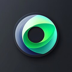 Poster - Abstract Green and Blue Swirl Circle on Dark Background: Modern Design Element 