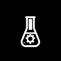 Poster - Mechanical Engineering: White Flask with Cogwheel Design for Chemical Processes and Technological Advancement