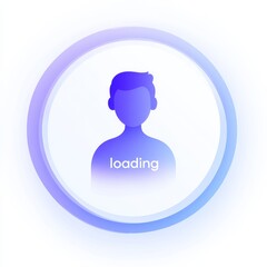 Aufkleber - Loading user profile with a gradient circle progress bar in light blue and white, minimal, modern design