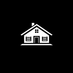 Aufkleber - Minimalist House Icon on Black Background: A Simple and Clean Illustration of Home Architecture