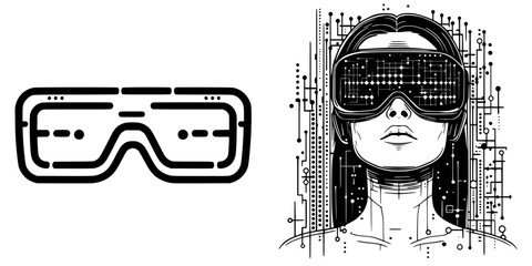Poster - Exploring futuristic technology with virtual reality goggles in a digital environment