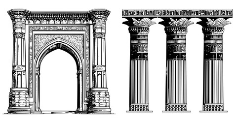 Poster - intricate architectural details of a historical arch and columns representing ancient craftsmanship