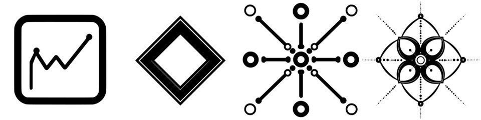 Poster - Various abstract symbols representing growth, connectivity, and structure against a simple background