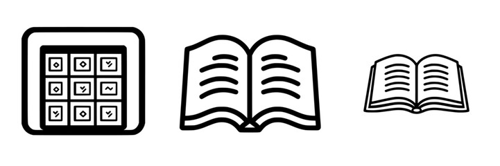 Poster - Symbols representing digital interfaces, open books, and closed books showcasing technology and literature convergence