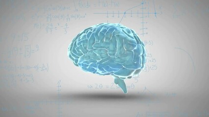 Poster - Animation of transparent brain over geometric diagrams and mathematical equations