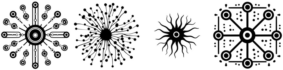 Poster - Intricate black and white abstract designs representing energy and connectivity in modern art
