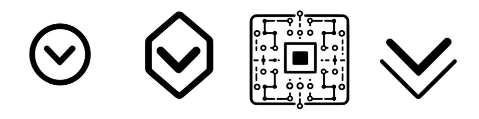 Poster - Various check marks and geometric designs symbolizing verification and technology concepts in a modern digital environment