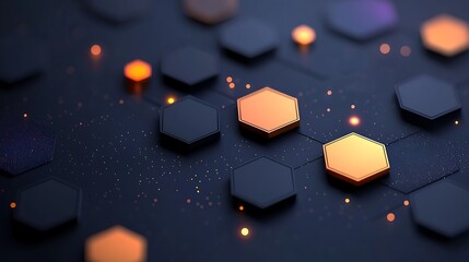 Poster - Abstract Hexagonal Geometric Black Metal Background