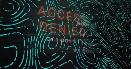 Poster - Access denied animation over digital pattern with swirling lines in background