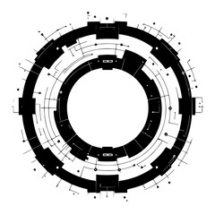 Poster - Detailed abstract design featuring interconnected circular patterns and geometric shapes illustrating complex patterns