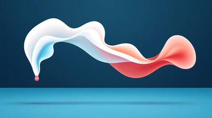 Poster - Abstract Wispy White Red and Blue Smoke Cloud Flowing in Air