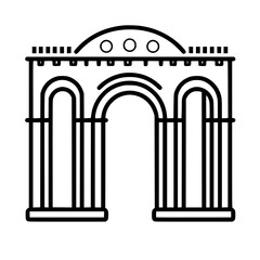 Poster - Iconic architectural arch with classical columns and decorative top details in minimalist style