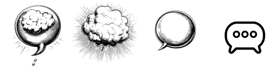 Poster - Creative and expressive speech bubbles with various styles and effects displayed in a simplistic design