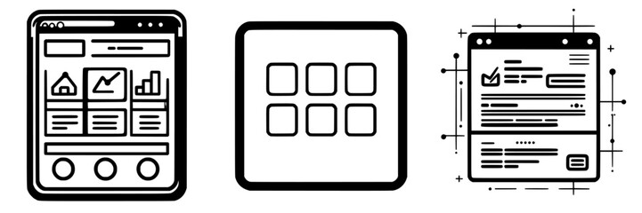 Poster - Visual representation of web design elements and user interfaces in a minimalist style