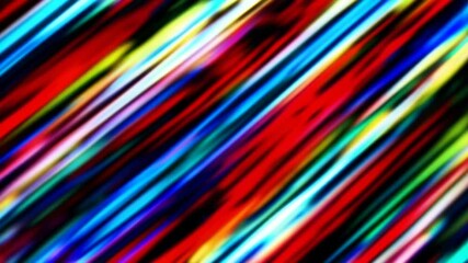 Poster - Colorful abstract diagonal light streaks on black background, vibrant motion art