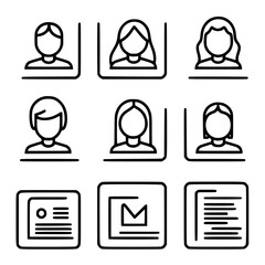 Poster - Multiple simple outline icons depicting various people and document designs suitable for design projects and digital interfaces