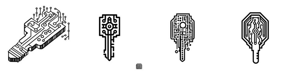Poster - unique digital key designs showcasing modern technology and abstract art aesthetic