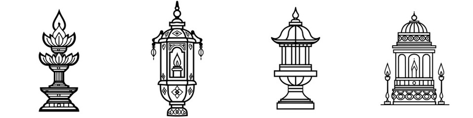 Poster - intricate designs of traditional lanterns and lotus sculptures highlighting cultural artistry and cr