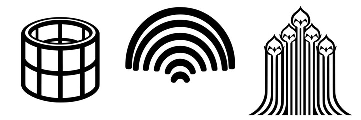 Poster - Abstract symbols representing connectivity, unity, and progress in a modern artistic style