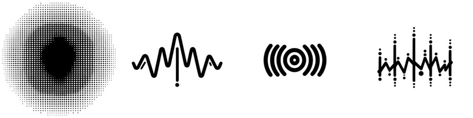 Poster - Abstract designs representing sound waves, frequencies, and acoustics in a modern visual style