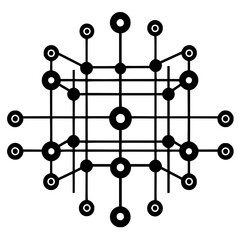 Poster - Geometric design showcasing interconnected lines and circles in a symmetrical pattern created in a minimalist style