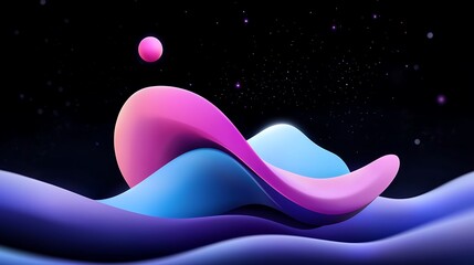 Poster - Abstract Purple Green Wave Light Motion Background
