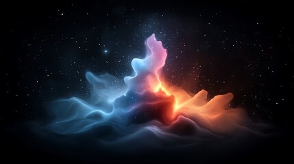 Wall Mural - abstract cosmic nebula with glowing threads of blue and orange light
