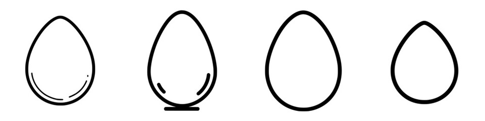 Poster - Different shapes of eggs drawn with simple lines illustrating the evolution of design and creativity