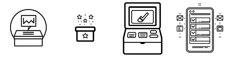 Fototapete - Design elements showcasing digital devices, data visualization, and interactive user experience in a modern context