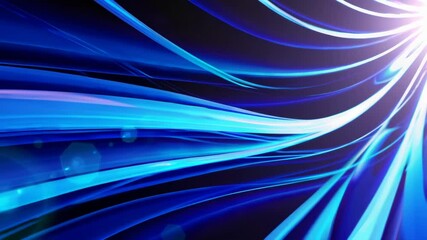 Leinwandbilder - Glowing blue light trails on black background, futuristic digital concept