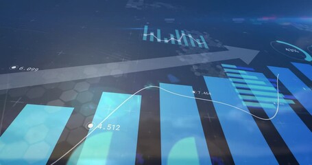 Poster - Animation of bar graphs and line chart displaying school data analysis percentages