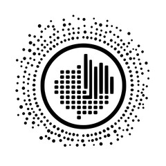 Poster - Creative abstract design featuring digital patterns in a circular format with dots and bars emphasizing sound and rhythm