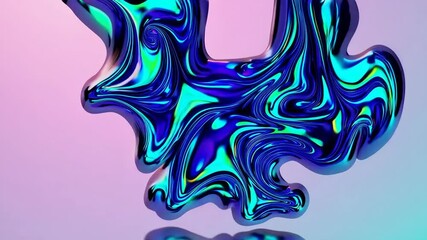 Poster - Abstract liquid colorful swirl on pink background, digital art concept