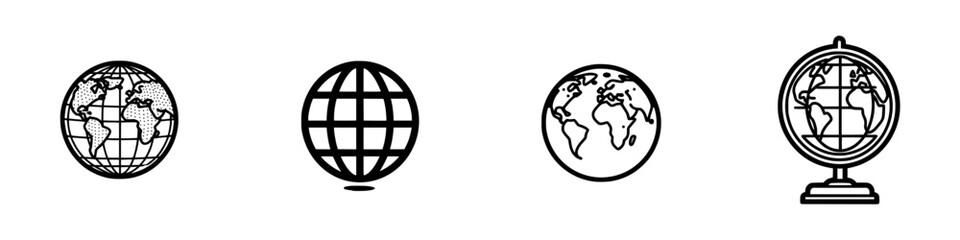 Poster - Illustration of different globe designs showcasing global geography and exploration themes