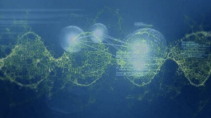 Poster - Glowing nodes and connections forming abstract digital animation on blue background