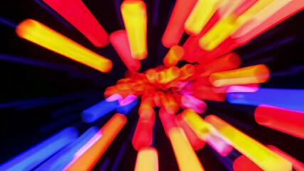Fototapete - Glowing neon light beams in motion against dark background, abstract energy concept