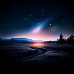 Wall Mural - night sky timelapse over mountain landscape
