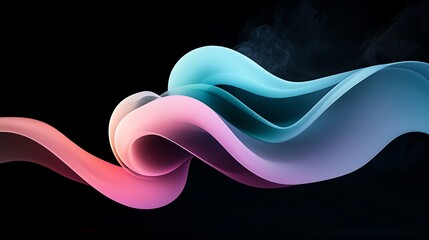 Poster - Abstract Glowing Purple and Green Waves on Black Background